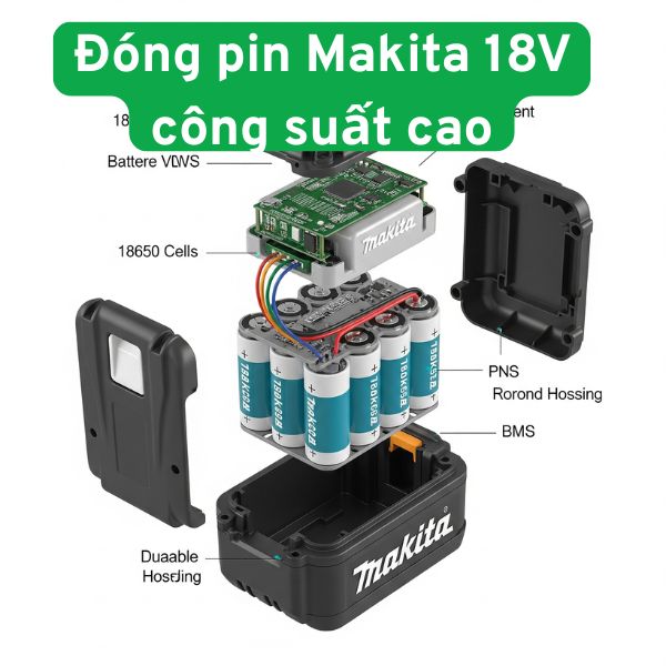 Đóng pin Makita 18V công suất cao – Phù hợp cho thợ chuyên nghiệp